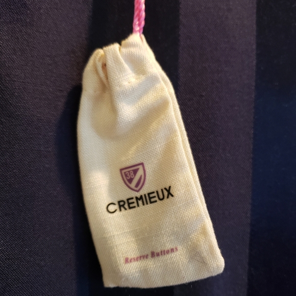 NWT Cremieux M Navy Blue Selina Satin Striped Tulip Dress Bell Sleeves Elegant - Picture 5 of 7